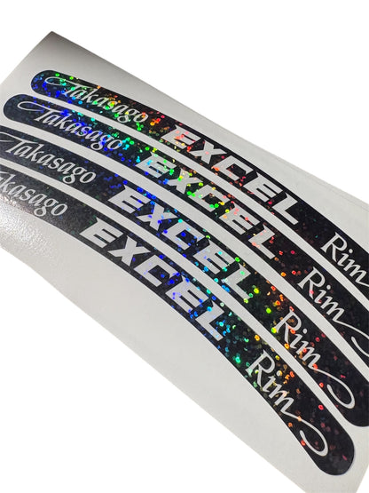 Excel Rim Stickers 4pc Laminated Vinyl | Dirt Bike Rim Decals | USA Made | Chrome & More