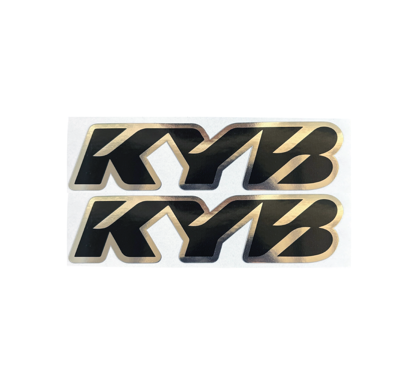 Two KYB logo emblems on a white background