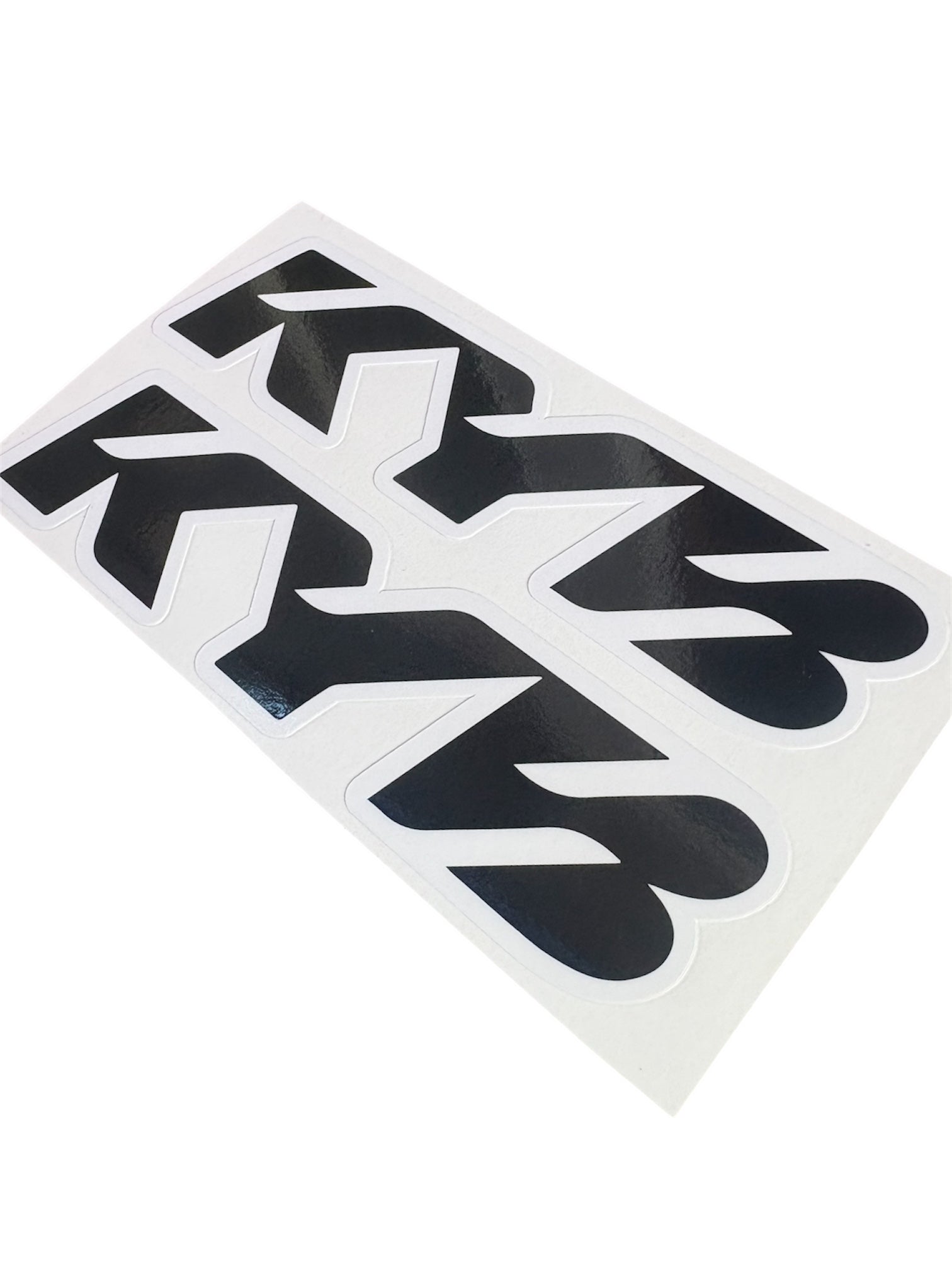 Black and white KTM logo decal on a white background